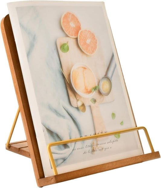 9" L×11" Wood Cookbook Stand,Recipe Book Holder for Rustic Kitchen Deco