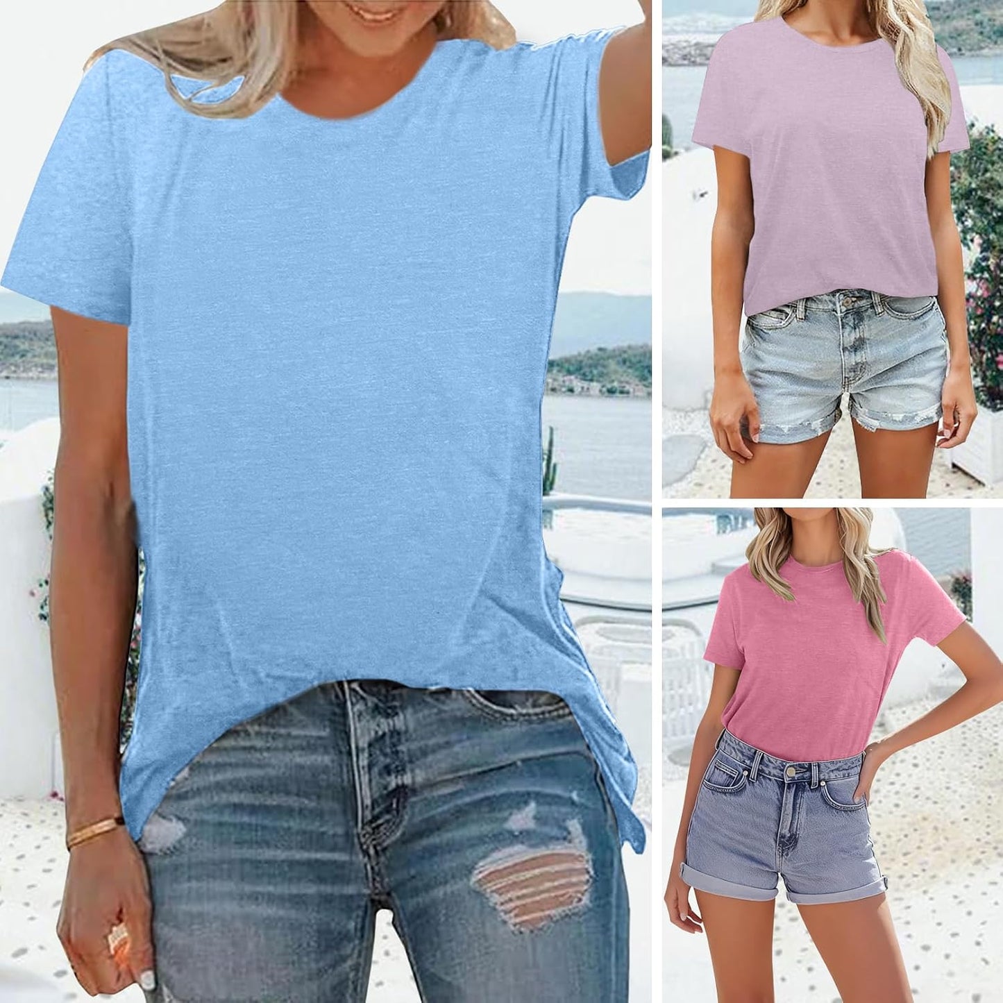 BLACKMYTH Womens 3 Pack Basic T Shirts Summer Tops 2026 Fashion Short Sleeve Comfy Casual Vacation Tees