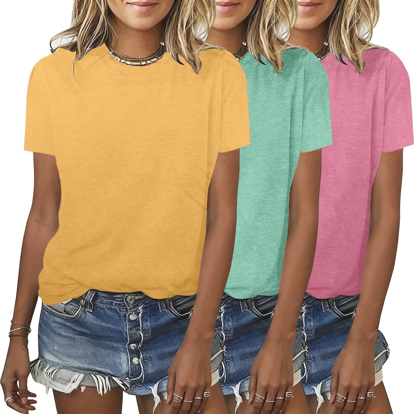 BLACKMYTH Womens 3 Pack Basic T Shirts Summer Tops 2026 Fashion Short Sleeve Comfy Casual Vacation Tees
