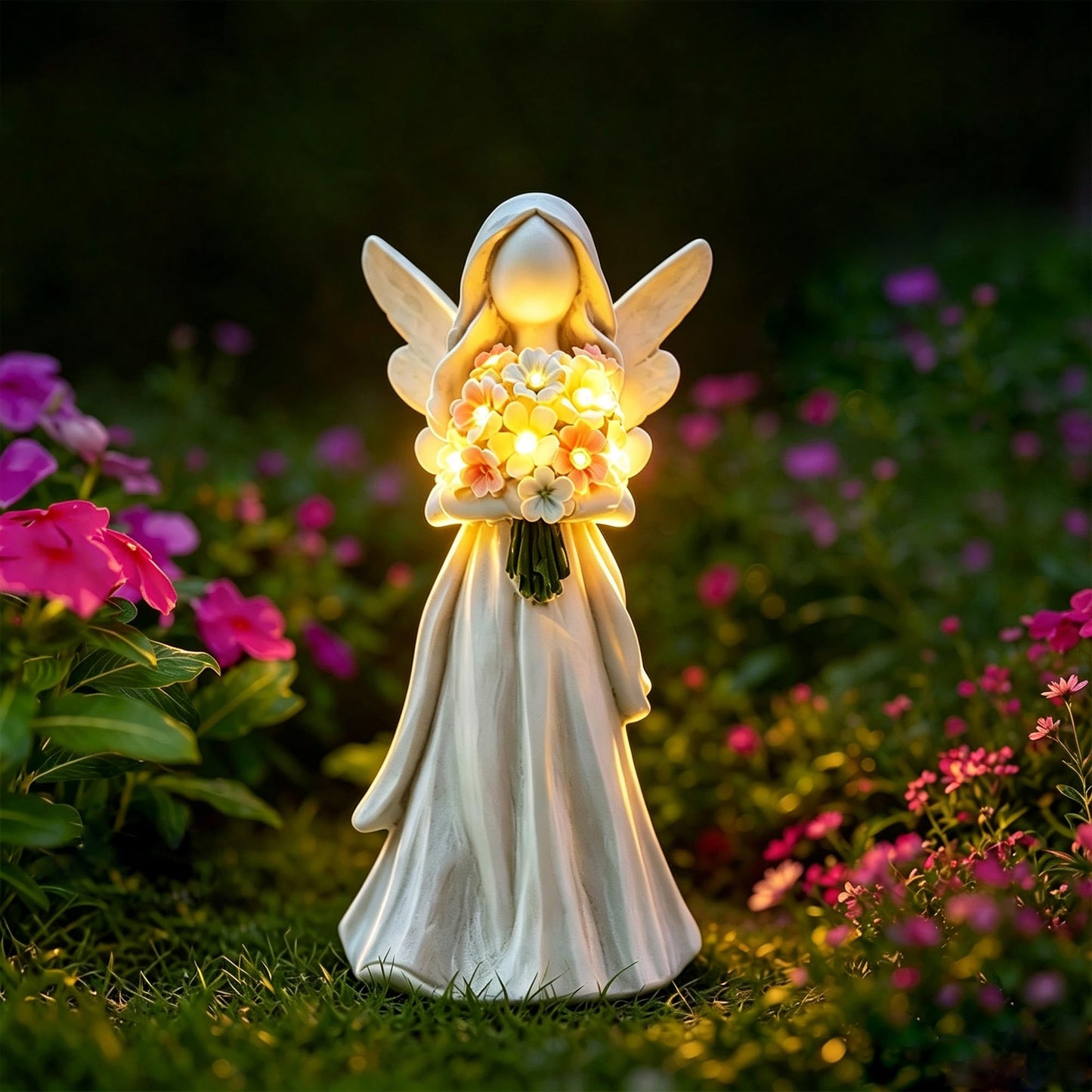 Goodeco Dog Statue with Solar Butterfly Garden Decor