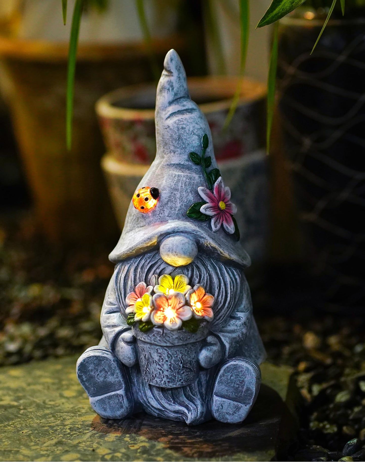 Goodeco Dog Statue with Solar Butterfly Garden Decor
