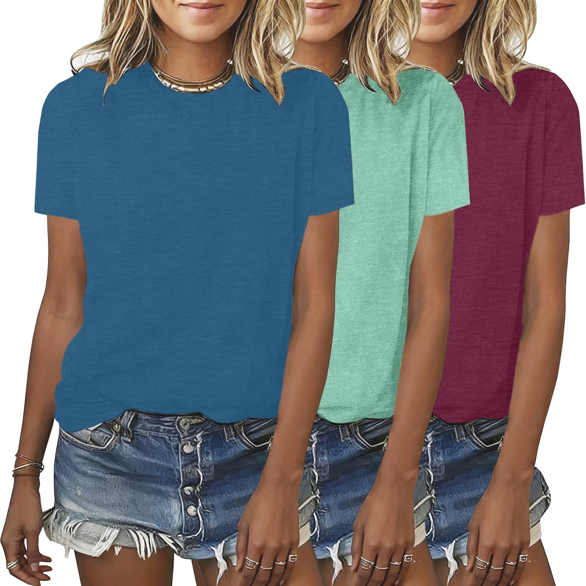 BLACKMYTH Womens 3 Pack Basic T Shirts Summer Tops 2026 Fashion Short Sleeve Comfy Casual Vacation Tees