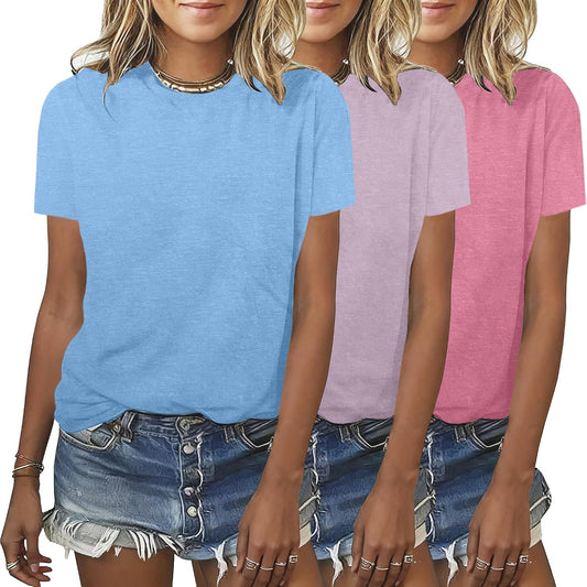 BLACKMYTH Womens 3 Pack Basic T Shirts Summer Tops 2026 Fashion Short Sleeve Comfy Casual Vacation Tees