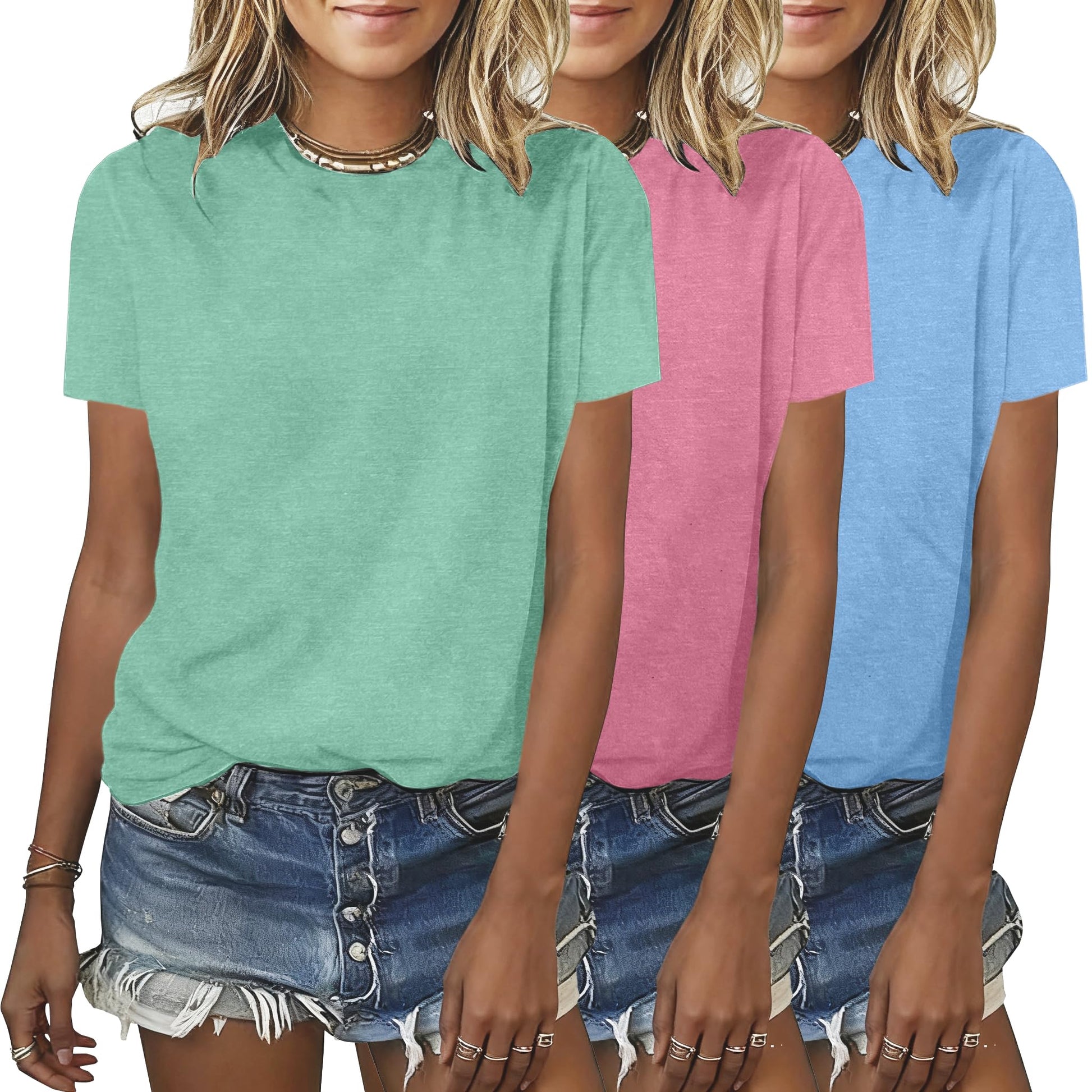 BLACKMYTH Womens 3 Pack Basic T Shirts Summer Tops 2026 Fashion Short Sleeve Comfy Casual Vacation Tees