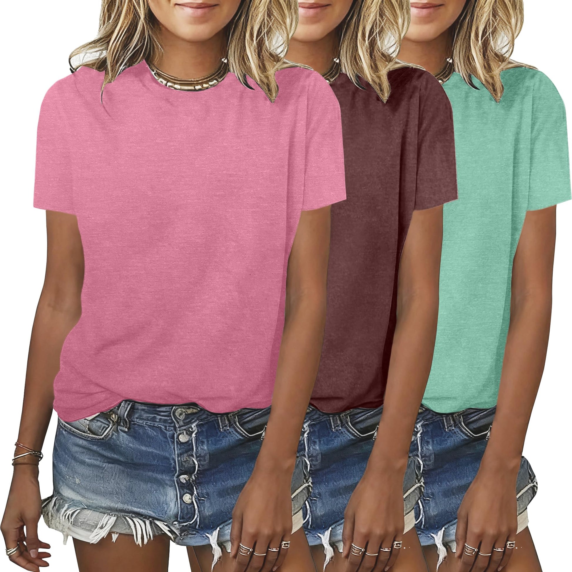 BLACKMYTH Womens 3 Pack Basic T Shirts Summer Tops 2026 Fashion Short Sleeve Comfy Casual Vacation Tees